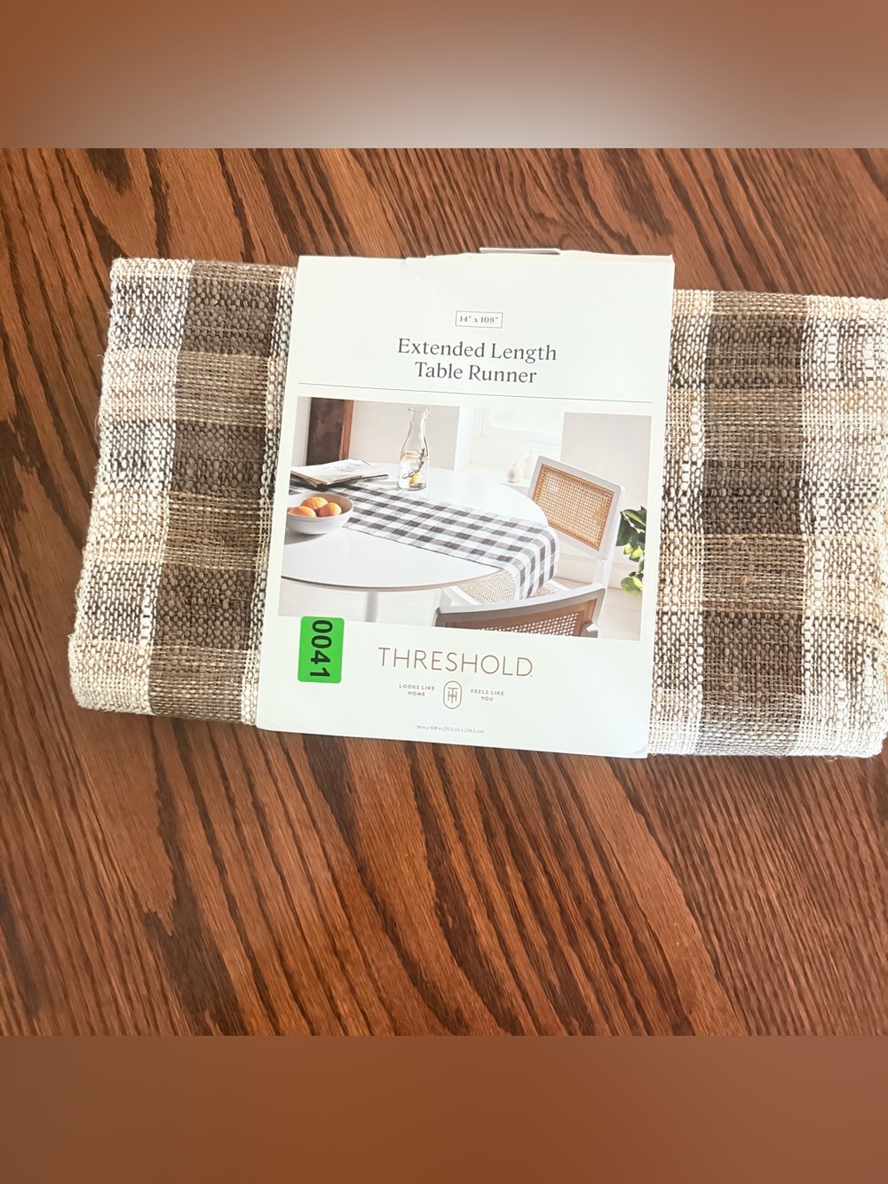 Threshold Brown and Cream Woven Plaid Table Runner